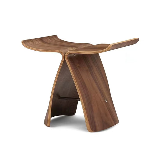 Curved Bentwood Stool – Stylish, Compact Ottoman for Any Space